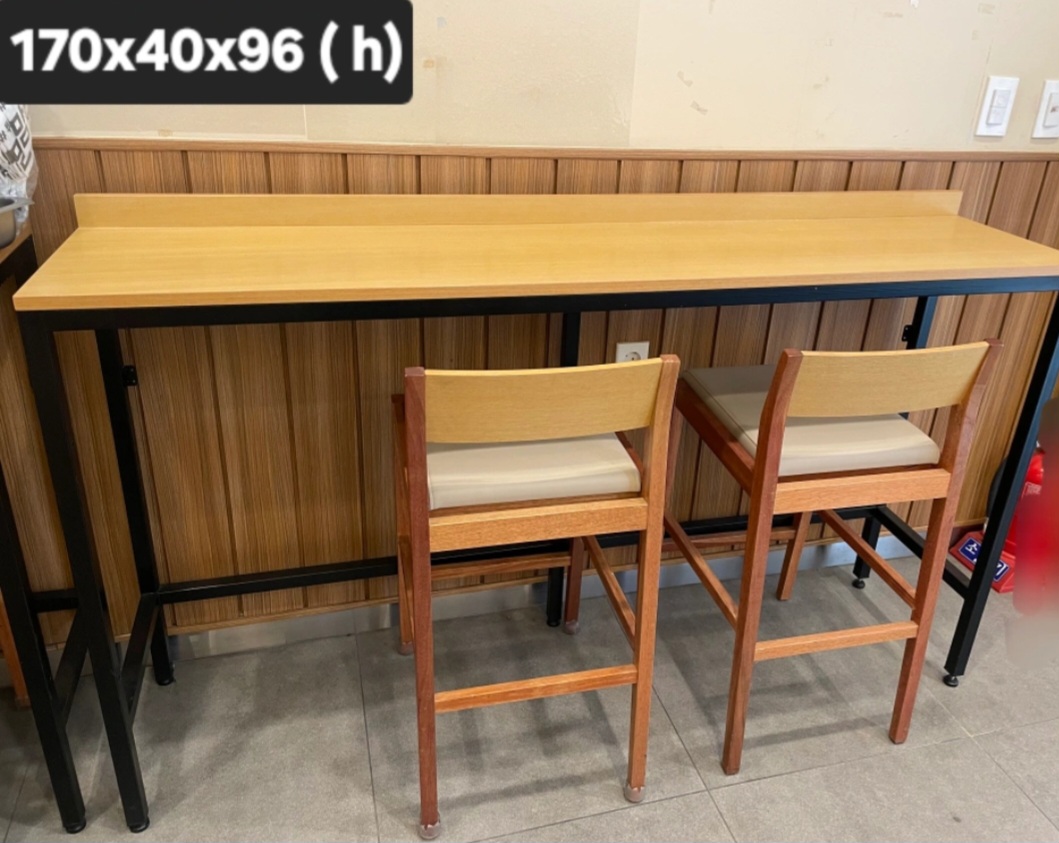 업소용 혼밥 긴테이블과 의자 세트