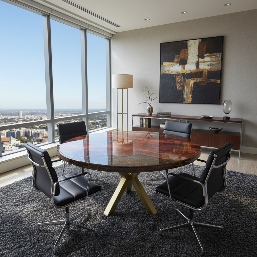 카페 원형 원목우드슬랩테이블 