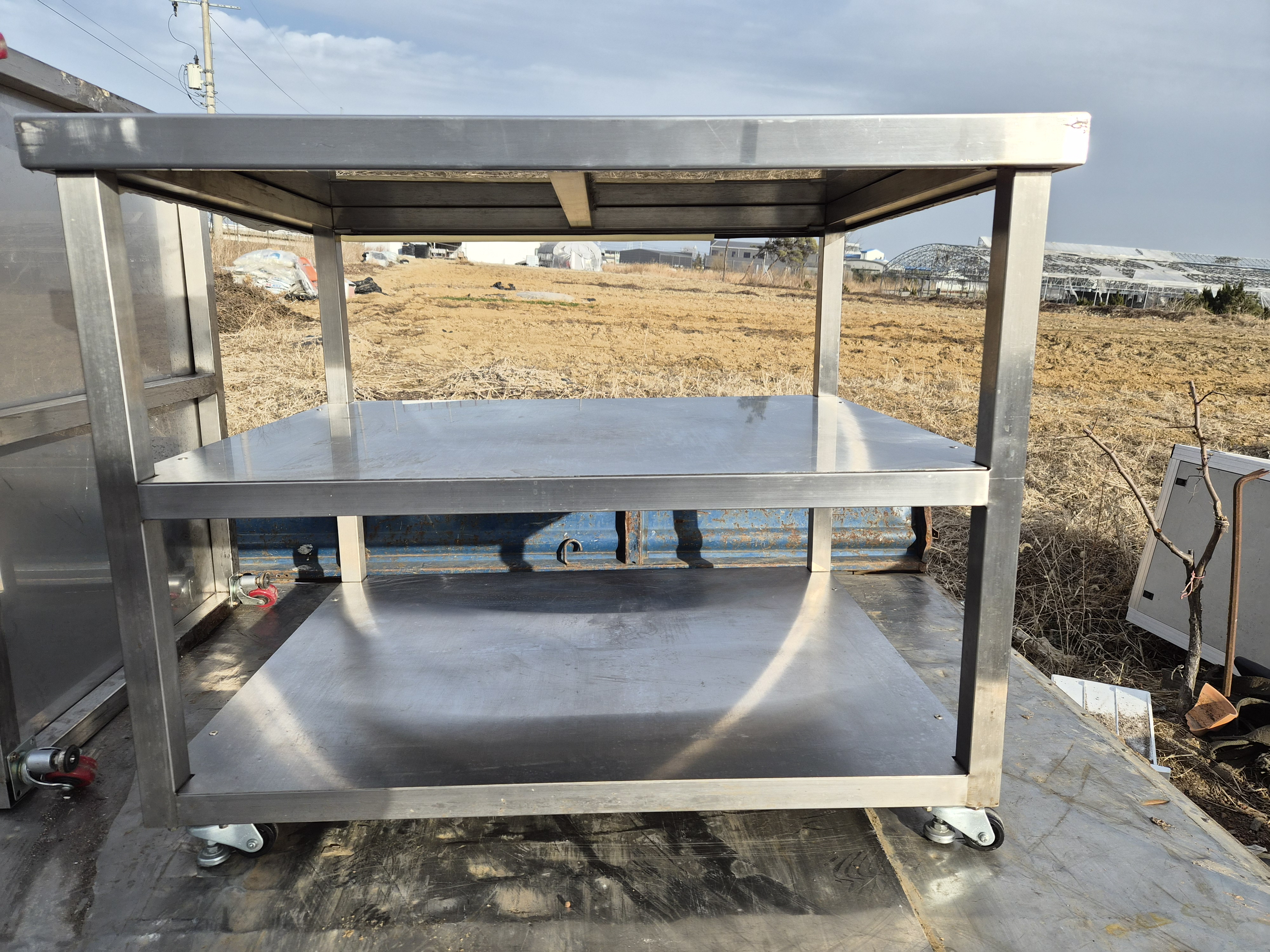 스텐 3단 작업대 (바퀴포함) 100x60x85