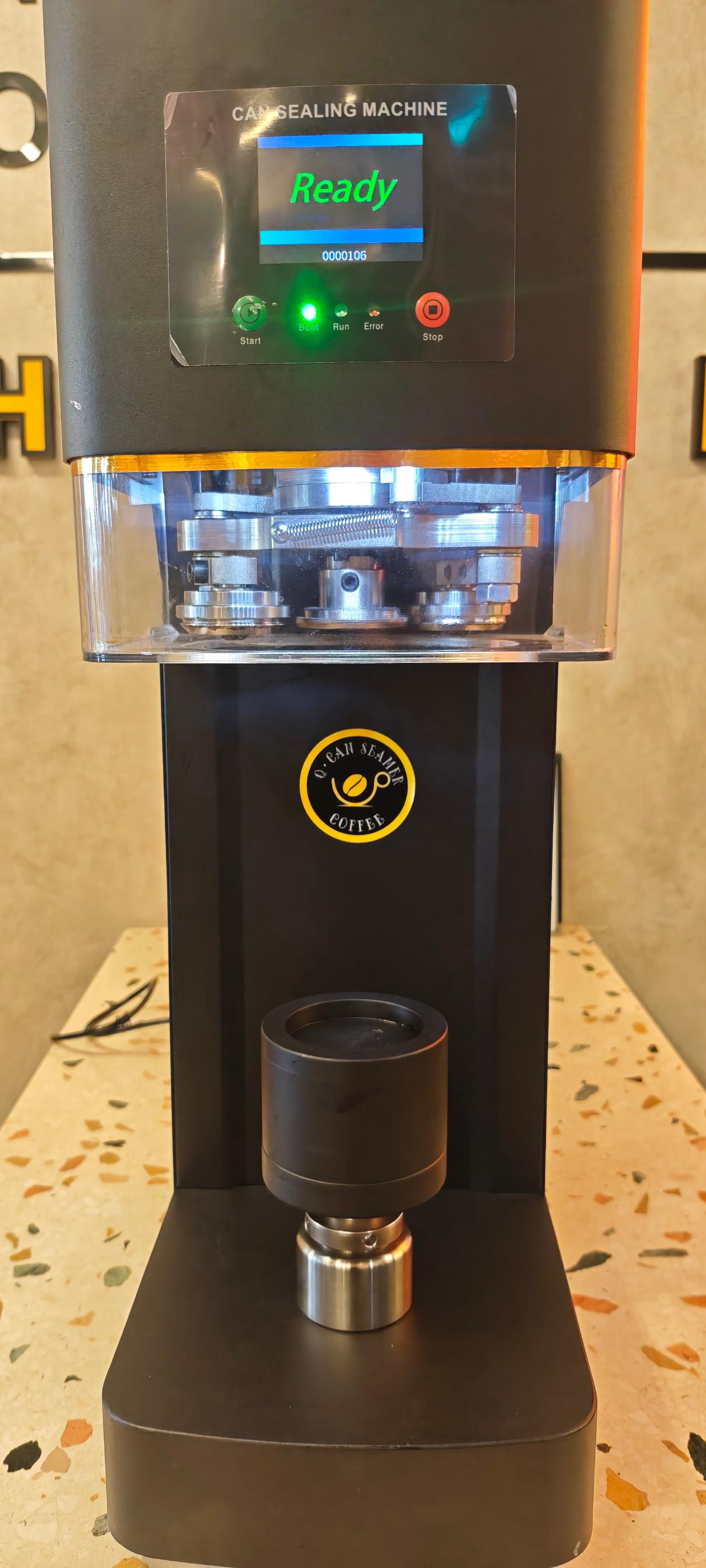 큐어스 자동 캔시머 1리터 음료포장 캔고정형 실링기