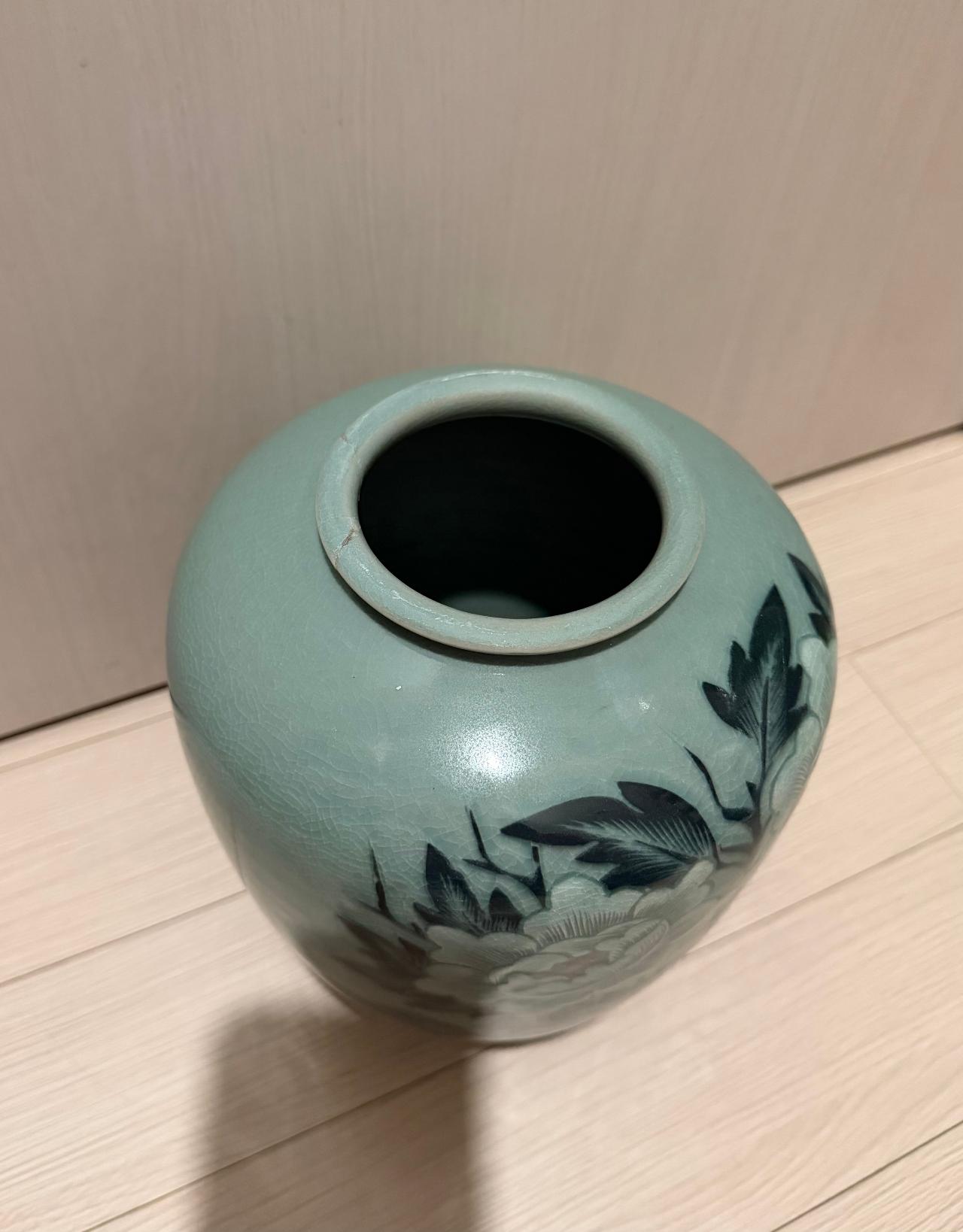 청자 모란 도자기 4